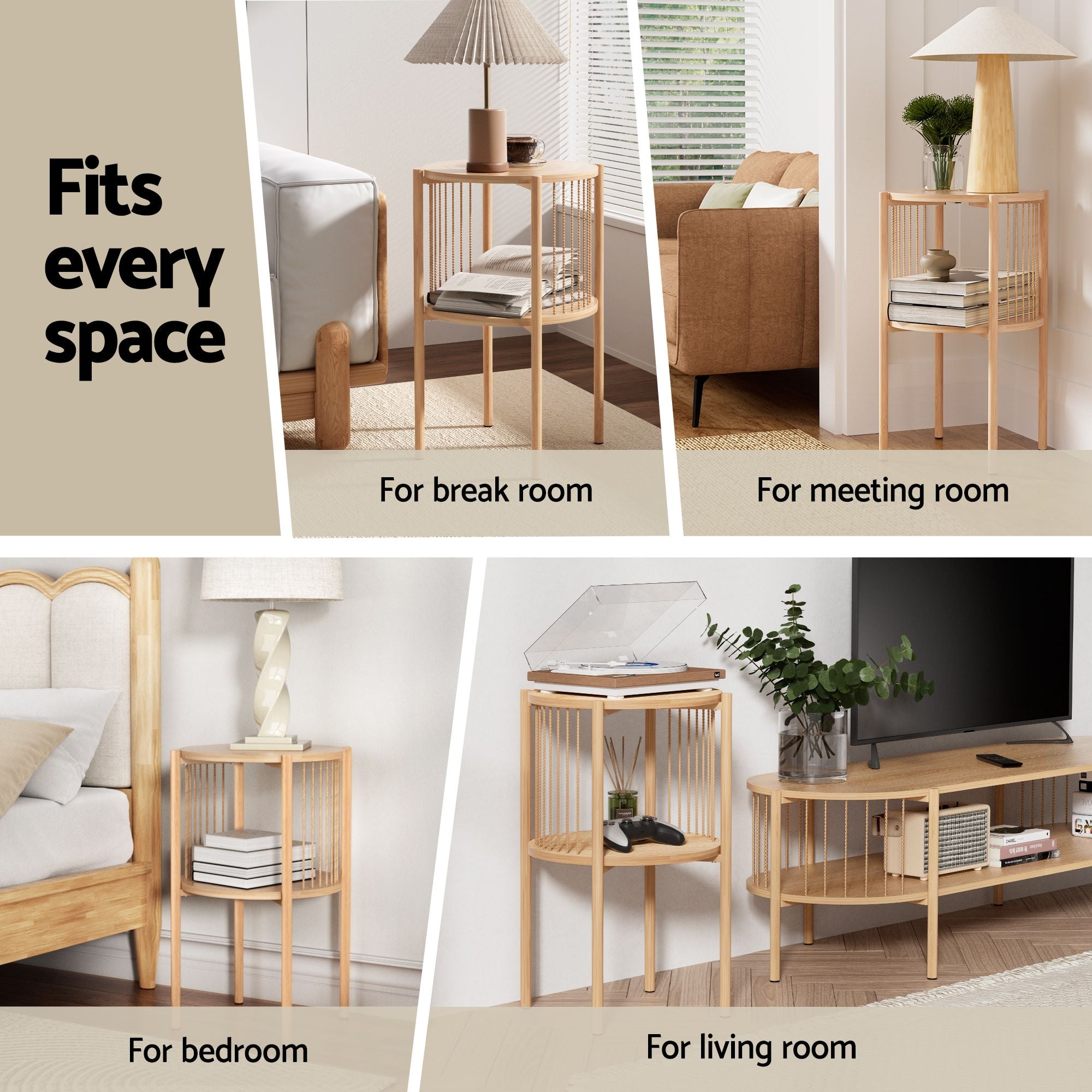 Artiss Set of 2 End Tables Coffee Table 2-Tier Round Wood-Furniture > Living Room > Coffee Tables-PEROZ Accessories