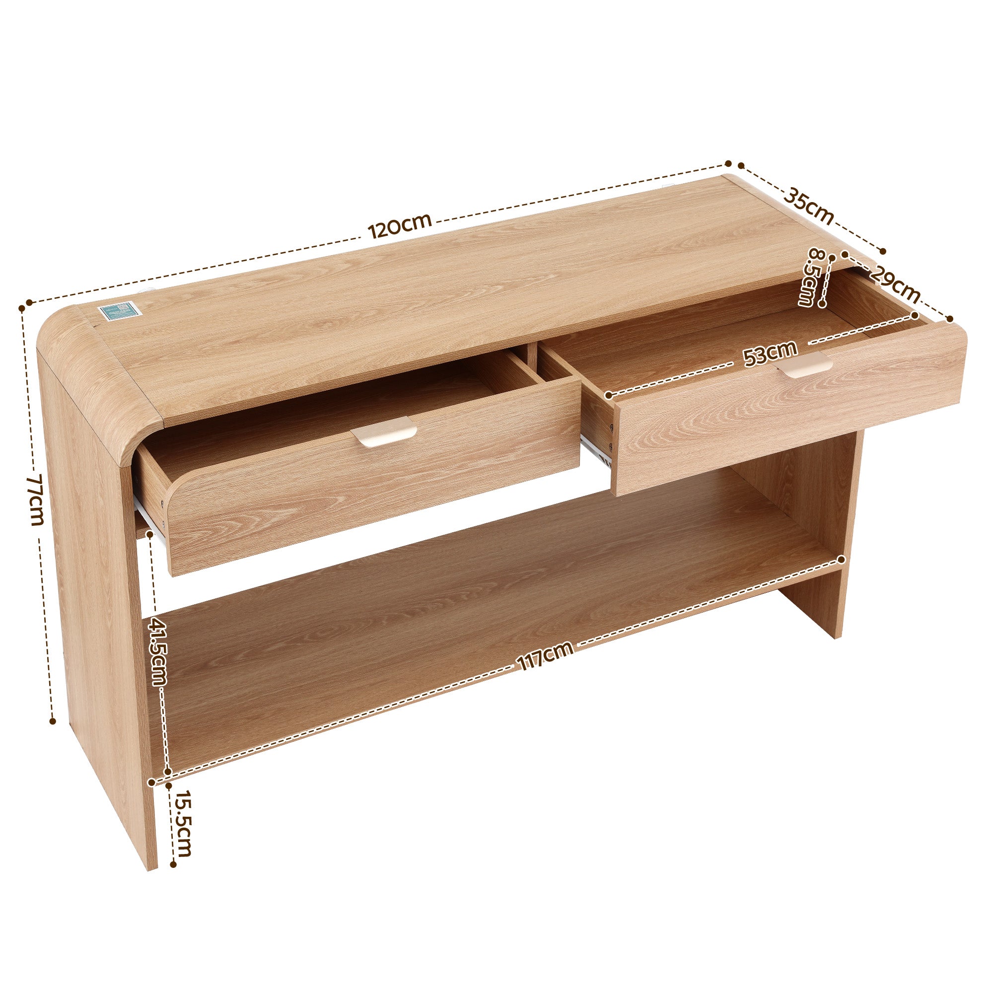 Artiss Console Table Hallway Entryway Storage Drawer Shelf Curved Edge 120CM Pine-Furniture > Living Room > Side Tables-PEROZ Accessories