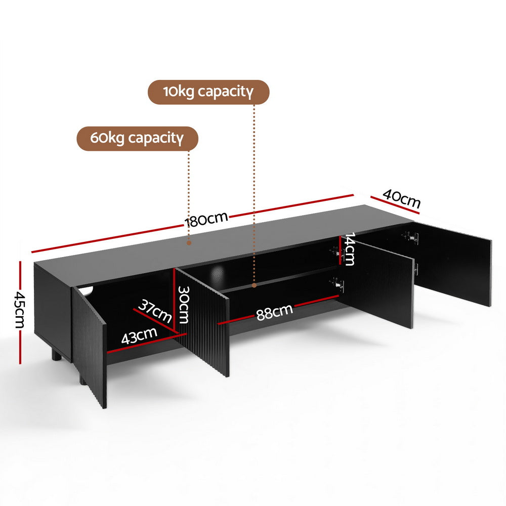 Artiss TV Unit Entertainment Unit Storage Cabinet 180cm Black-Furniture > Living Room > TV Units-PEROZ Accessories