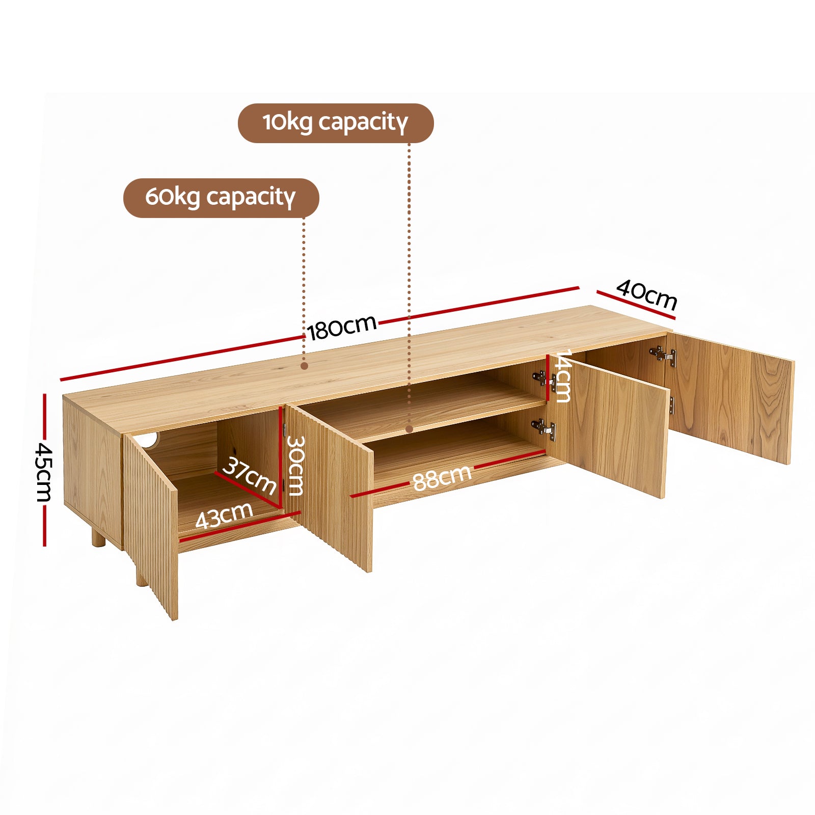 Artiss TV Unit Entertainment Unit Storage Cabinet 180cm Pine-Furniture > Living Room > TV Units-PEROZ Accessories