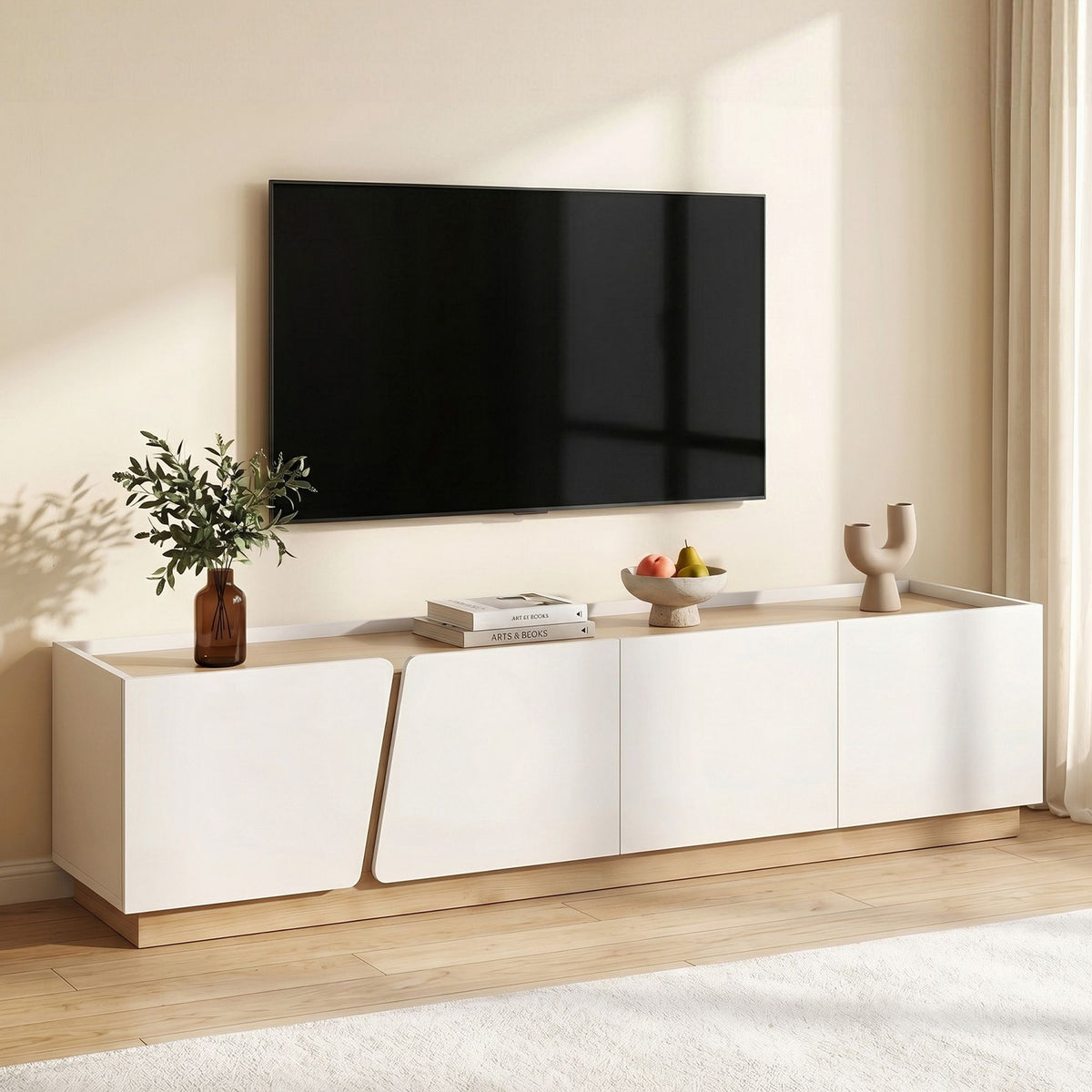 Artiss 180cm TV Unit Storage Cabinet Living Room White & Oak-Furniture > Living Room > TV Units-PEROZ Accessories