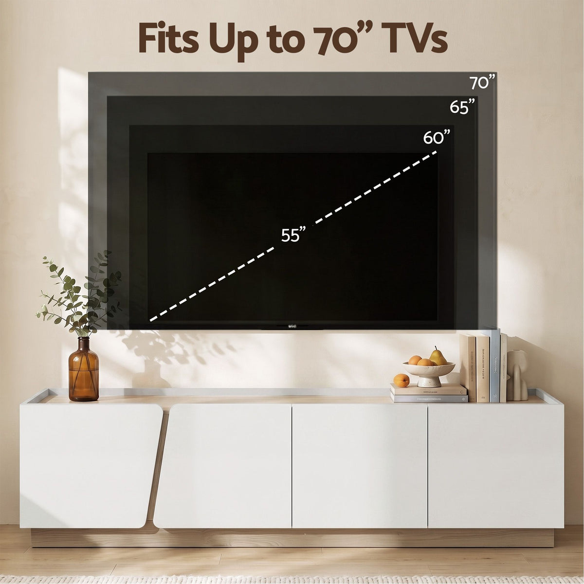 Artiss 180cm TV Unit Storage Cabinet Living Room White & Oak-Furniture > Living Room > TV Units-PEROZ Accessories