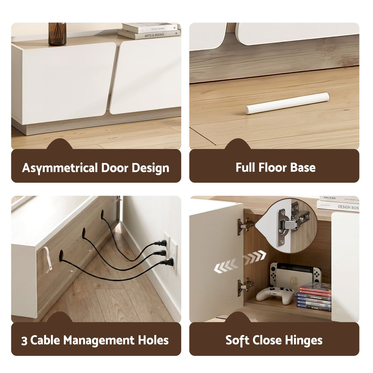 Artiss 180cm TV Unit Storage Cabinet Living Room White & Oak-Furniture > Living Room > TV Units-PEROZ Accessories