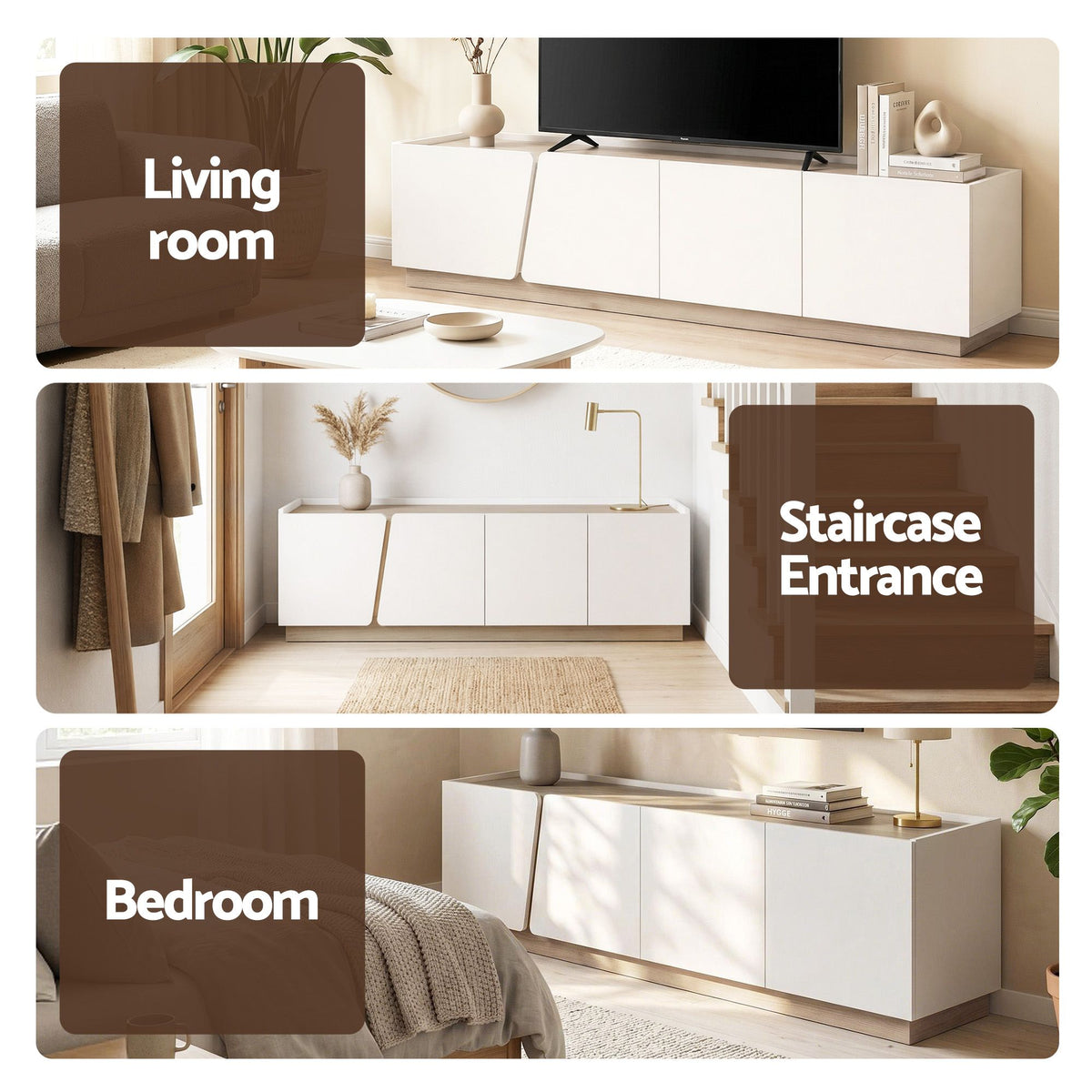 Artiss 180cm TV Unit Storage Cabinet Living Room White & Oak-Furniture > Living Room > TV Units-PEROZ Accessories