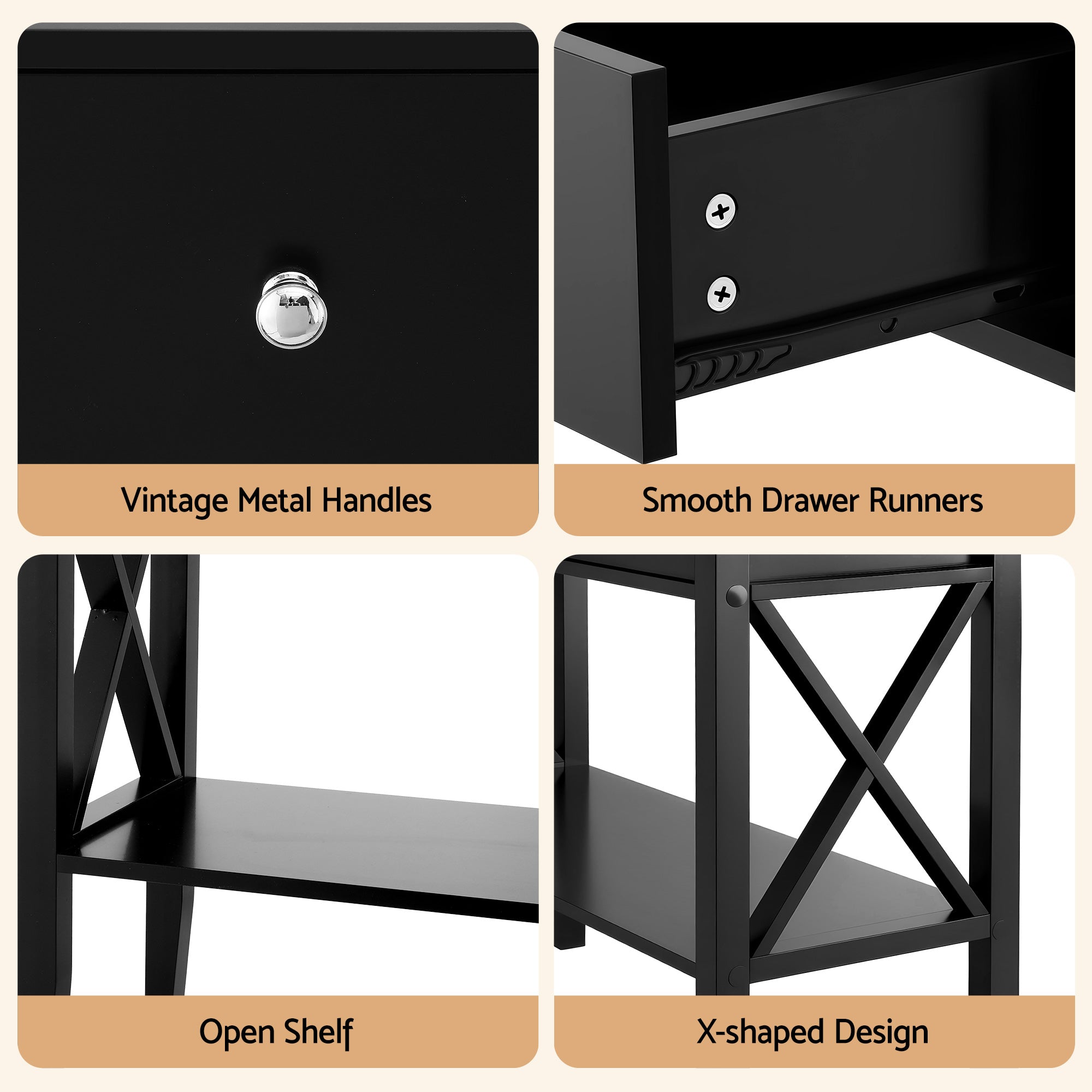 Artiss Console Table 2 Drawers 100CM Black-Furniture > Living Room > Side Tables-PEROZ Accessories