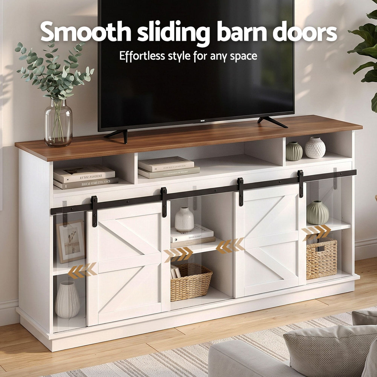 Artiss Buffet Sideboard Cabinet 150cm 3-Tier Kitchen Storage Sliding Doors White-Furniture > Bathroom > Sinks-PEROZ Accessories