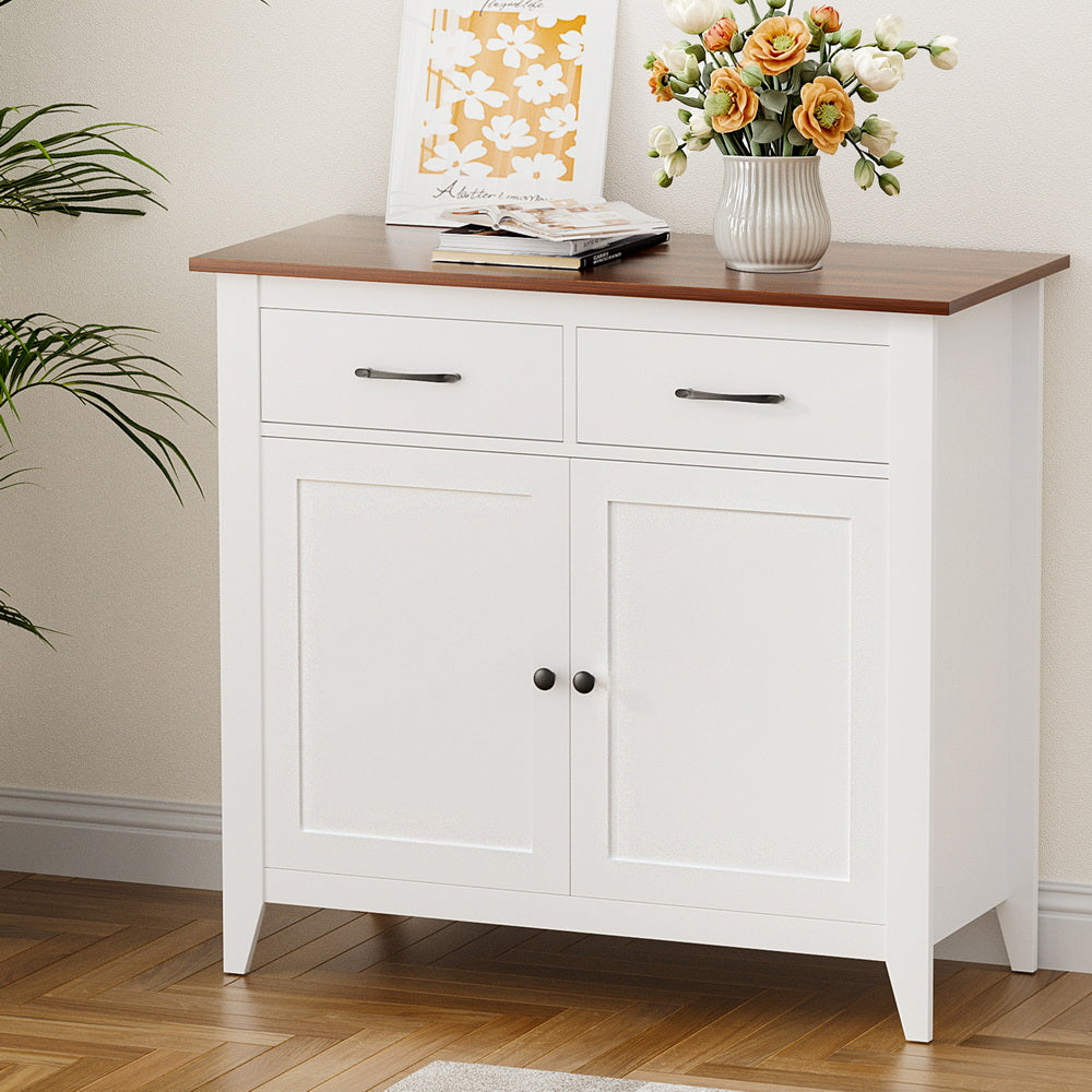 Artiss Buffet Sideboard Storage Cabinet Kitchen Cupboard Hallway 2 Drawers White-Furniture > Dining > Buffets & Sideboards-PEROZ Accessories