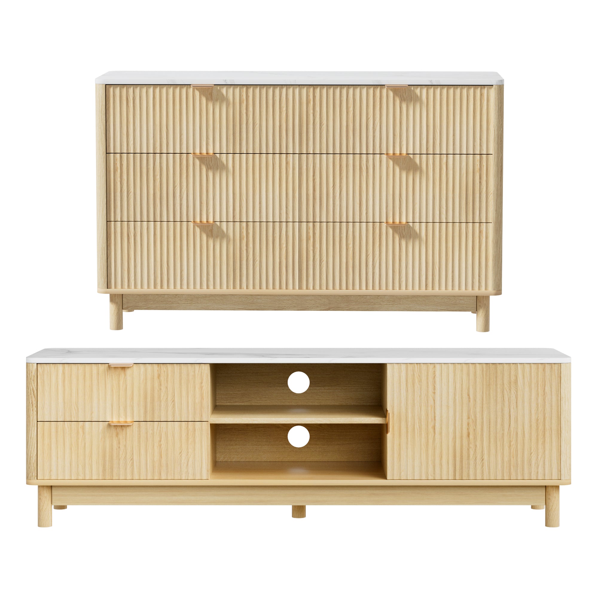 Artiss TV Unit & Chest of Drawers Set Solid Wood Legs Pine-Furniture > Living Room > TV Units-PEROZ Accessories