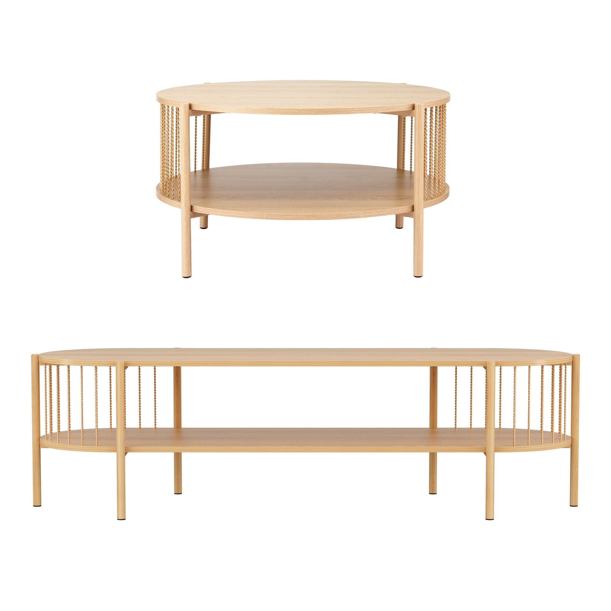 Artiss TV Unit & Coffee Table Set Storage Shelf Pine-Furniture > Living Room > TV Units-PEROZ Accessories
