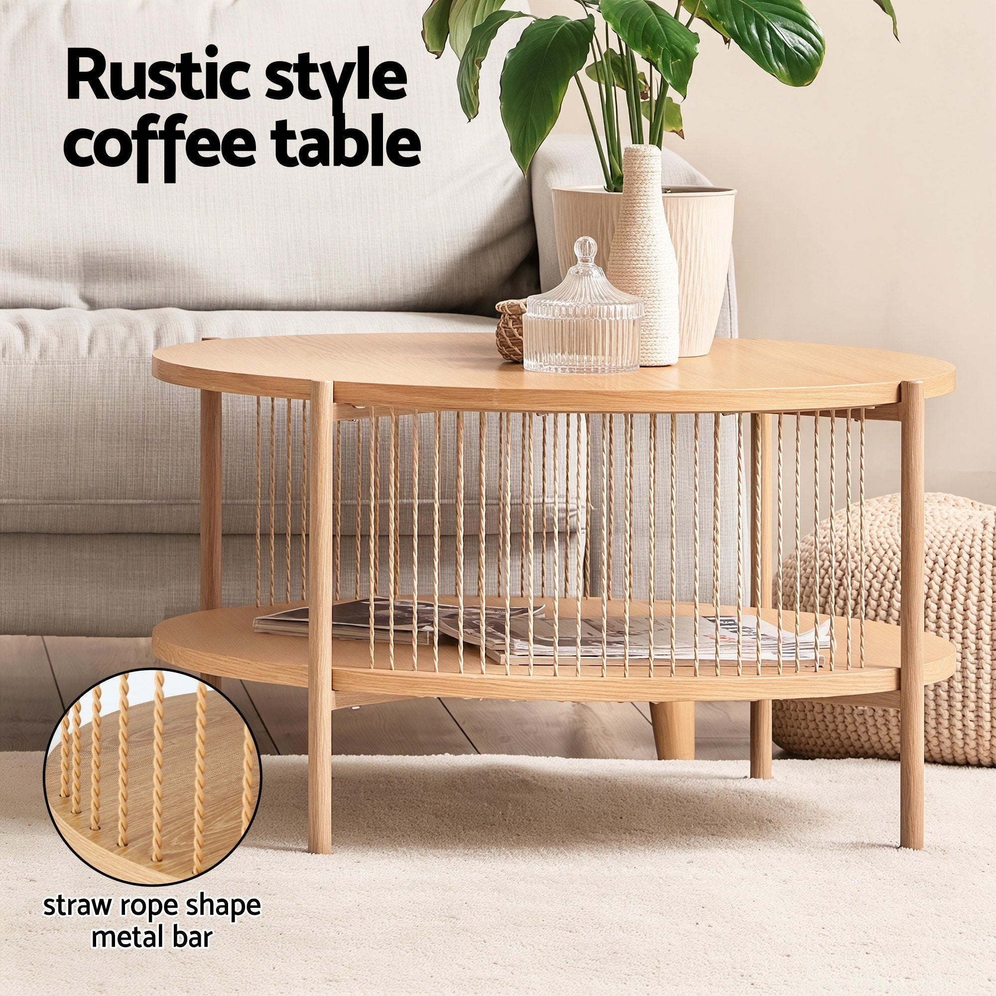 Artiss TV Unit & Coffee Table Set Storage Shelf Pine-Furniture > Living Room > TV Units-PEROZ Accessories
