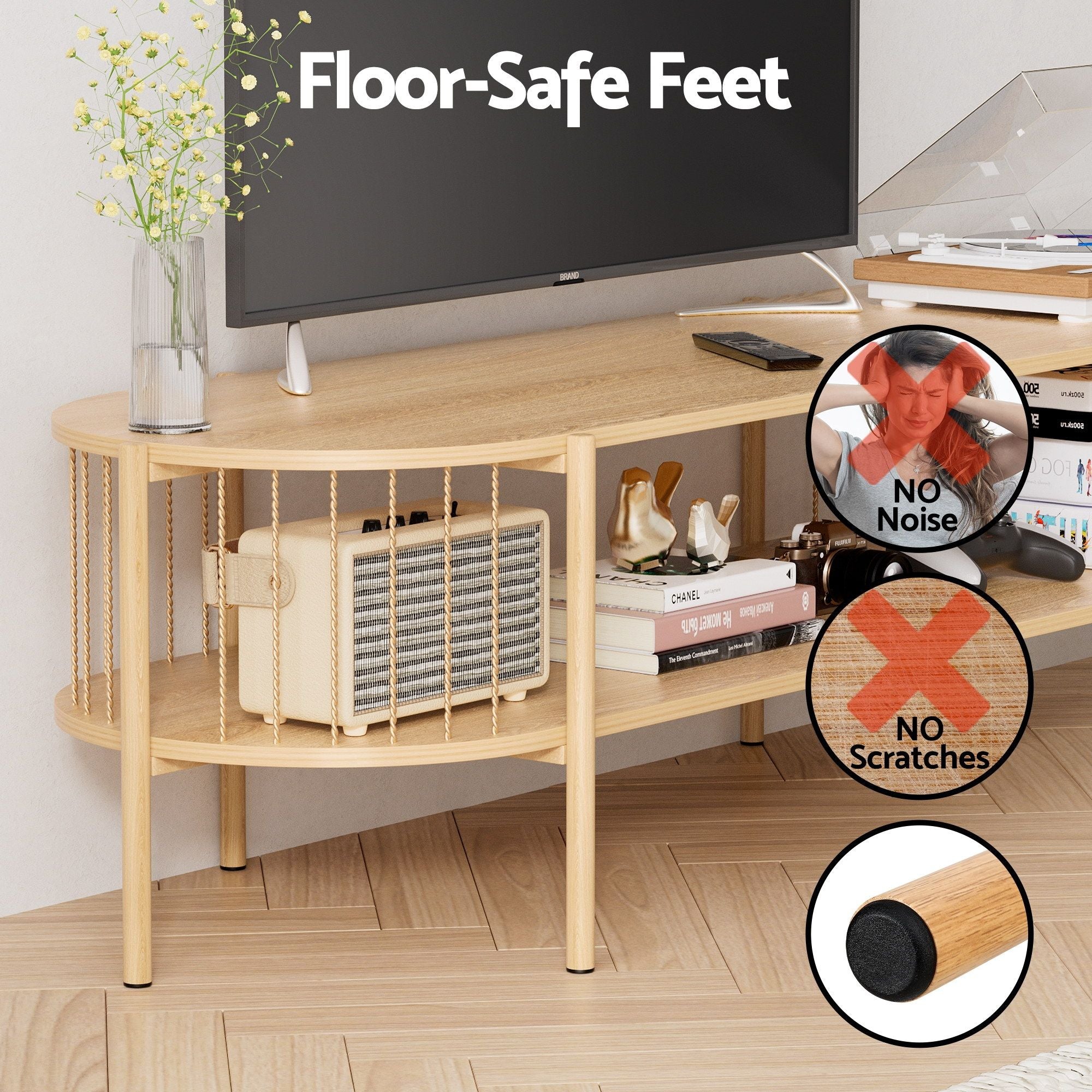 Artiss TV Unit & Coffee Table Set Storage Shelf Pine-Furniture > Living Room > TV Units-PEROZ Accessories