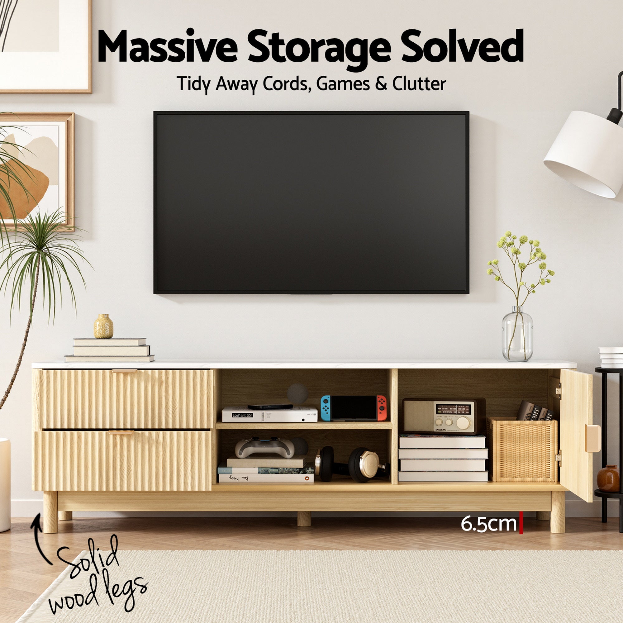 Artiss TV Unit & Coffee Table Set Storage Drawers Pine-Furniture > Bedroom > Beds & Bed Frames-PEROZ Accessories