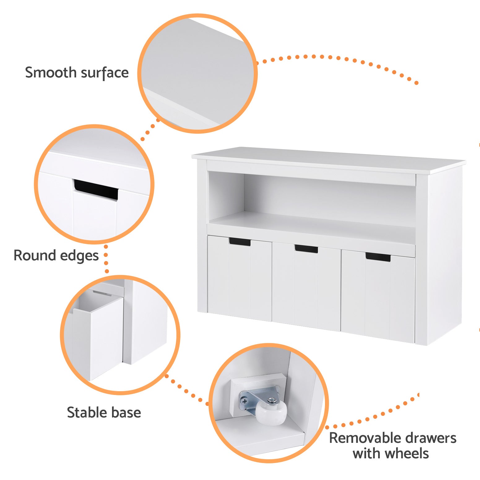 Keezi Kids Bookshelf 3 Drawers Storage Children Bookcase Toy Organiser Display-Baby & Kids > Kid&