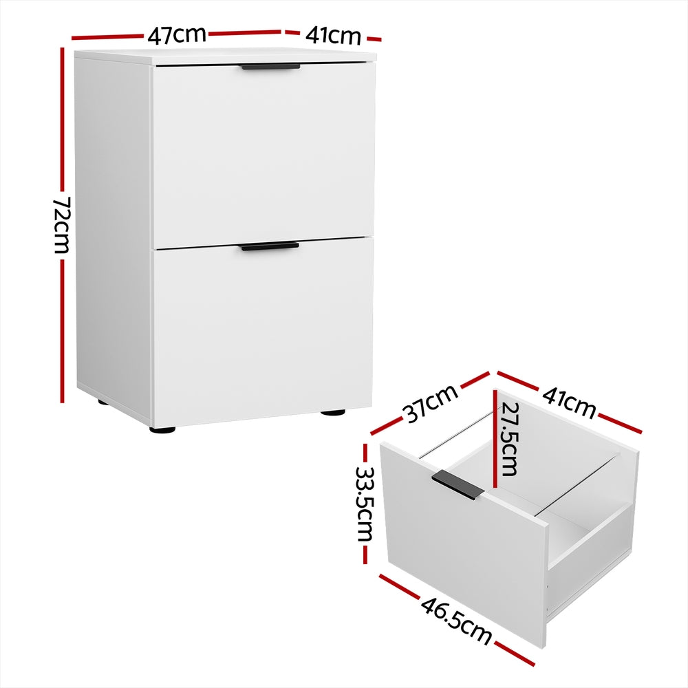 Artiss Filing Cabinet Files Storage Office Shelves File Organiser White 2 Drawer-Furniture > Office-PEROZ Accessories