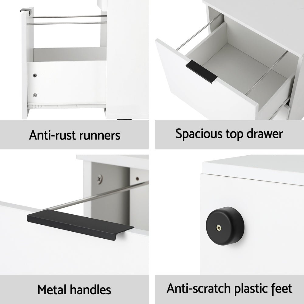 Artiss Filing Cabinet Files Storage Office Shelves File Organiser White 2 Drawer-Furniture > Office-PEROZ Accessories