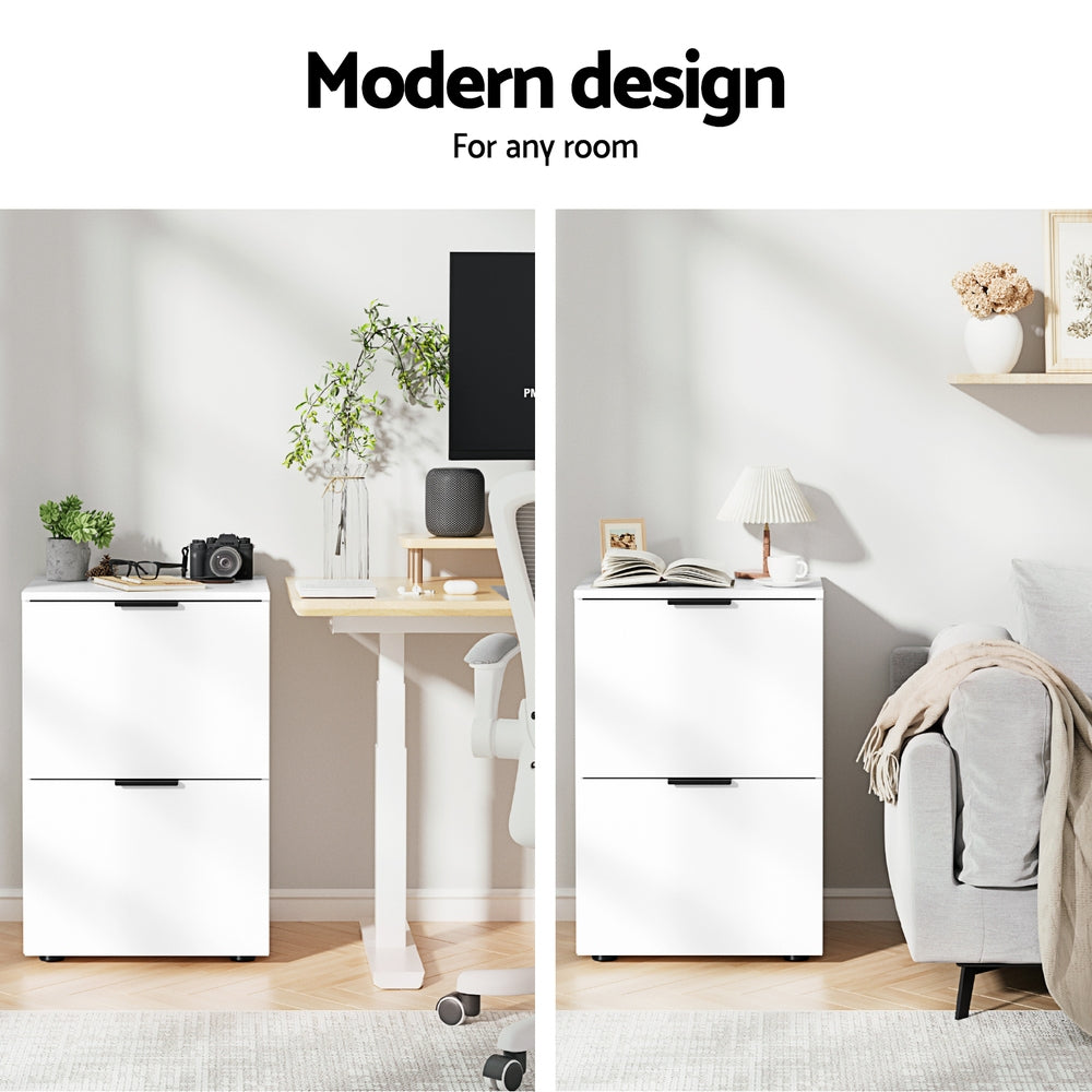 Artiss Filing Cabinet Files Storage Office Shelves File Organiser White 2 Drawer-Furniture > Office-PEROZ Accessories