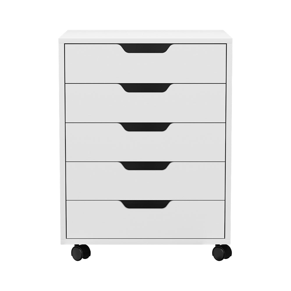 Artiss 5-Drawer Filing Cabinet Mobile Rolling Storage Cabinet Chest of Drawers Stand White-Furniture > Office-PEROZ Accessories