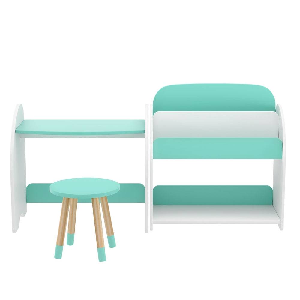 Keezi Kids Bookshelf 2 In 1 Table Chair Set Bookcase Toys Shelves Children Organiser-Baby & Kids > Kid&