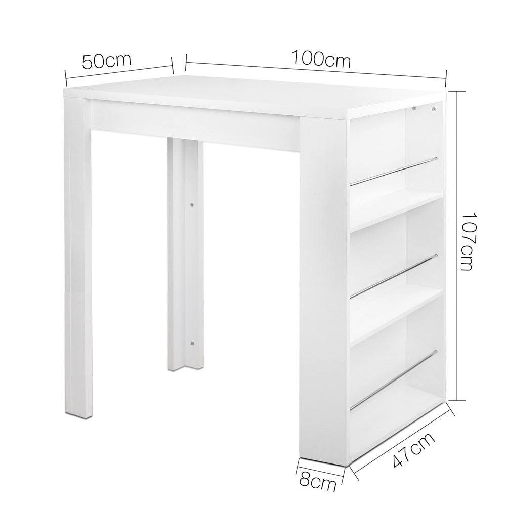 Artiss Bar Table 3-tier Storage Shelves White-Furniture > Living Room-PEROZ Accessories