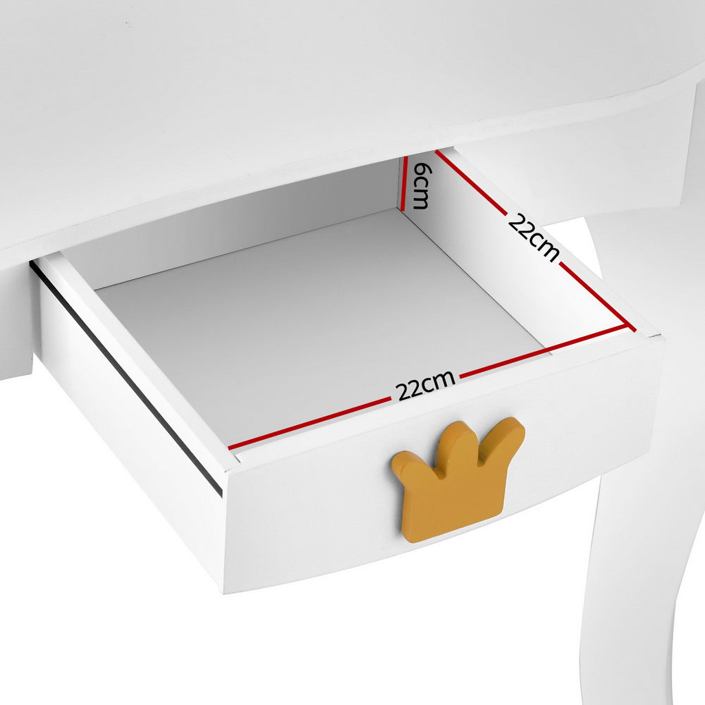 Keezi Kids Dressing Table Vanity Makeup Chair Set Wooden 3 Mirror Drawer White-Baby & Kids > Kid&