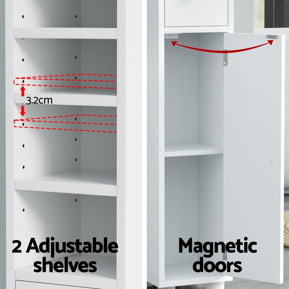 Artiss Bathroom Storage Cabinet 180cm Tall Slim Floor Cupboard Toilet Narrow Linen Tower-Furniture > Bathroom > Bathroom Cabinets, Cupboards & Storage-PEROZ Accessories