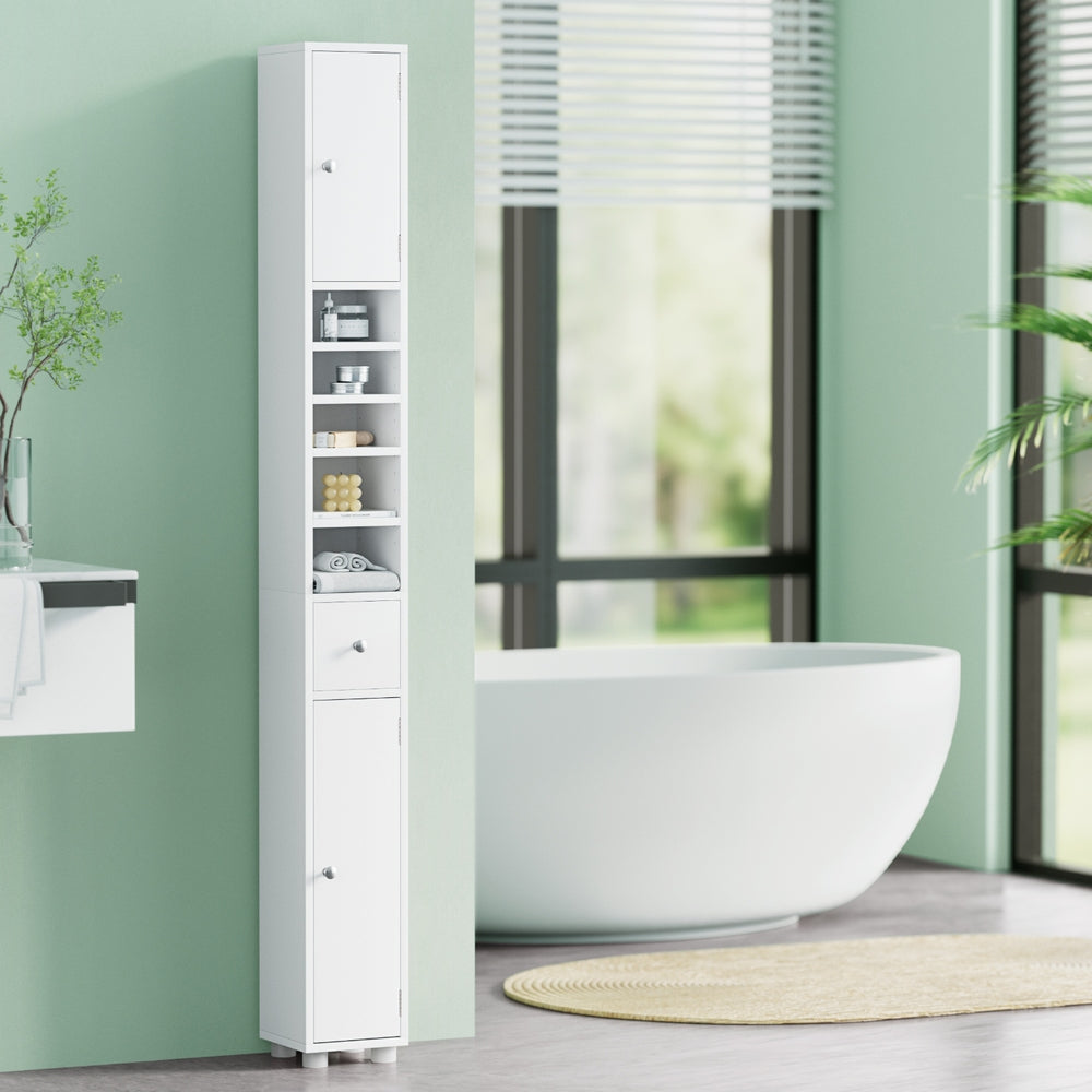 Artiss Bathroom Storage Cabinet 180cm Tall Slim Floor Cupboard Toilet Narrow Linen Tower-Furniture > Bathroom > Bathroom Cabinets, Cupboards & Storage-PEROZ Accessories