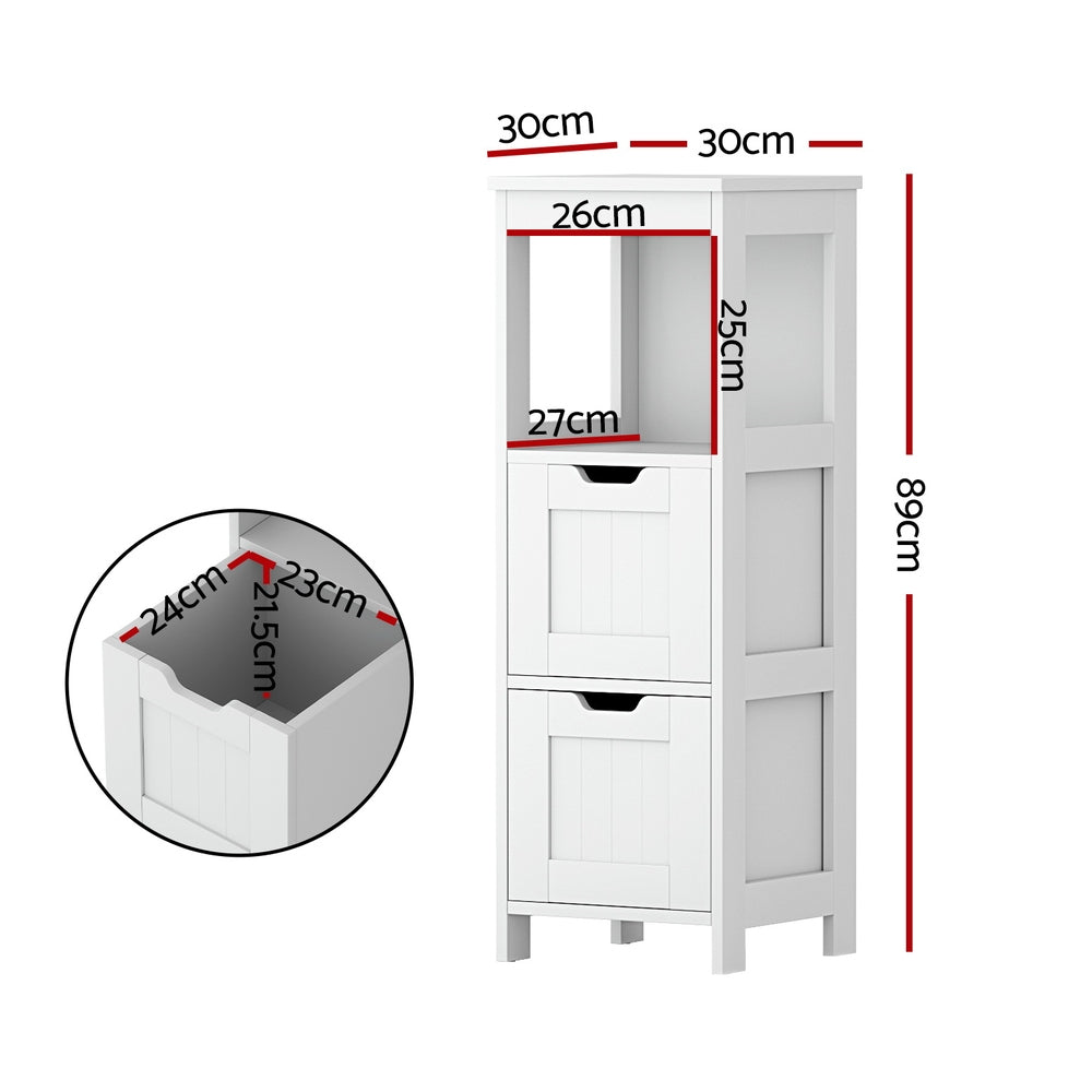 Artiss Bathroom Storage Cabinet 89cm Floor Toilet Drawer Bedroom Organizer Standing White-Furniture > Bathroom > Bathroom Cabinets, Cupboards & Storage-PEROZ Accessories