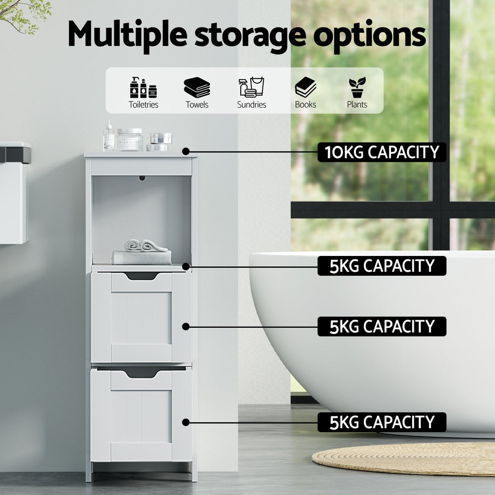 Artiss Bathroom Storage Cabinet 89cm Floor Toilet Drawer Bedroom Organizer Standing White-Furniture > Bathroom > Bathroom Cabinets, Cupboards & Storage-PEROZ Accessories