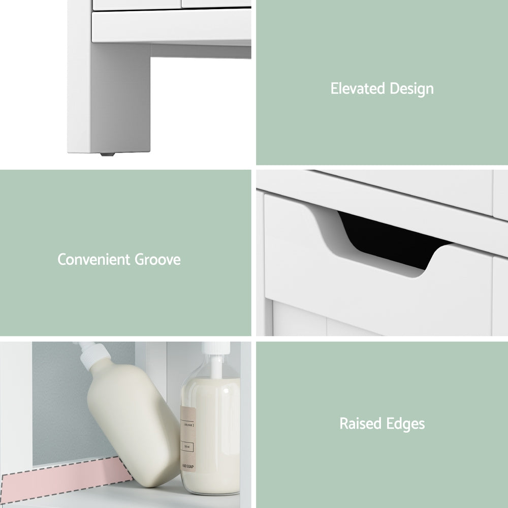 Artiss Bathroom Storage Cabinet 89cm Floor Toilet Drawer Bedroom Organizer Standing White-Furniture > Bathroom > Bathroom Cabinets, Cupboards & Storage-PEROZ Accessories