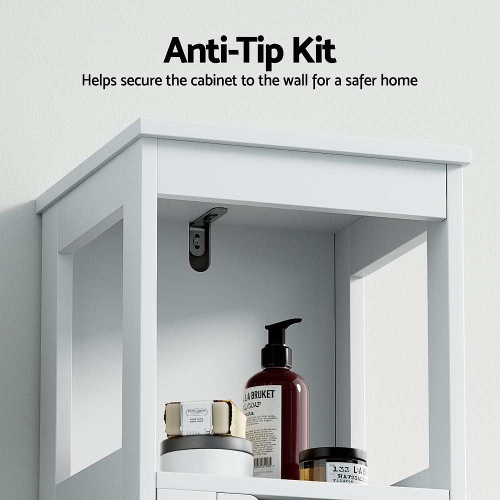 Artiss Bathroom Storage Cabinet 89cm Floor Toilet Drawer Bedroom Organizer Standing White-Furniture > Bathroom > Bathroom Cabinets, Cupboards & Storage-PEROZ Accessories