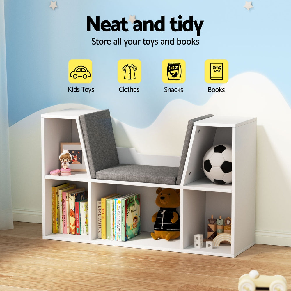 Keezi Kids Bookshelf Bookcase Toys Box Shelves Storage Cabinet Container Children Organiser-Baby & Kids > Kid&