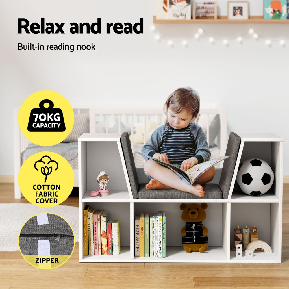 Keezi Kids Bookshelf Bookcase Toys Box Shelves Storage Cabinet Container Children Organiser-Baby & Kids > Kid&