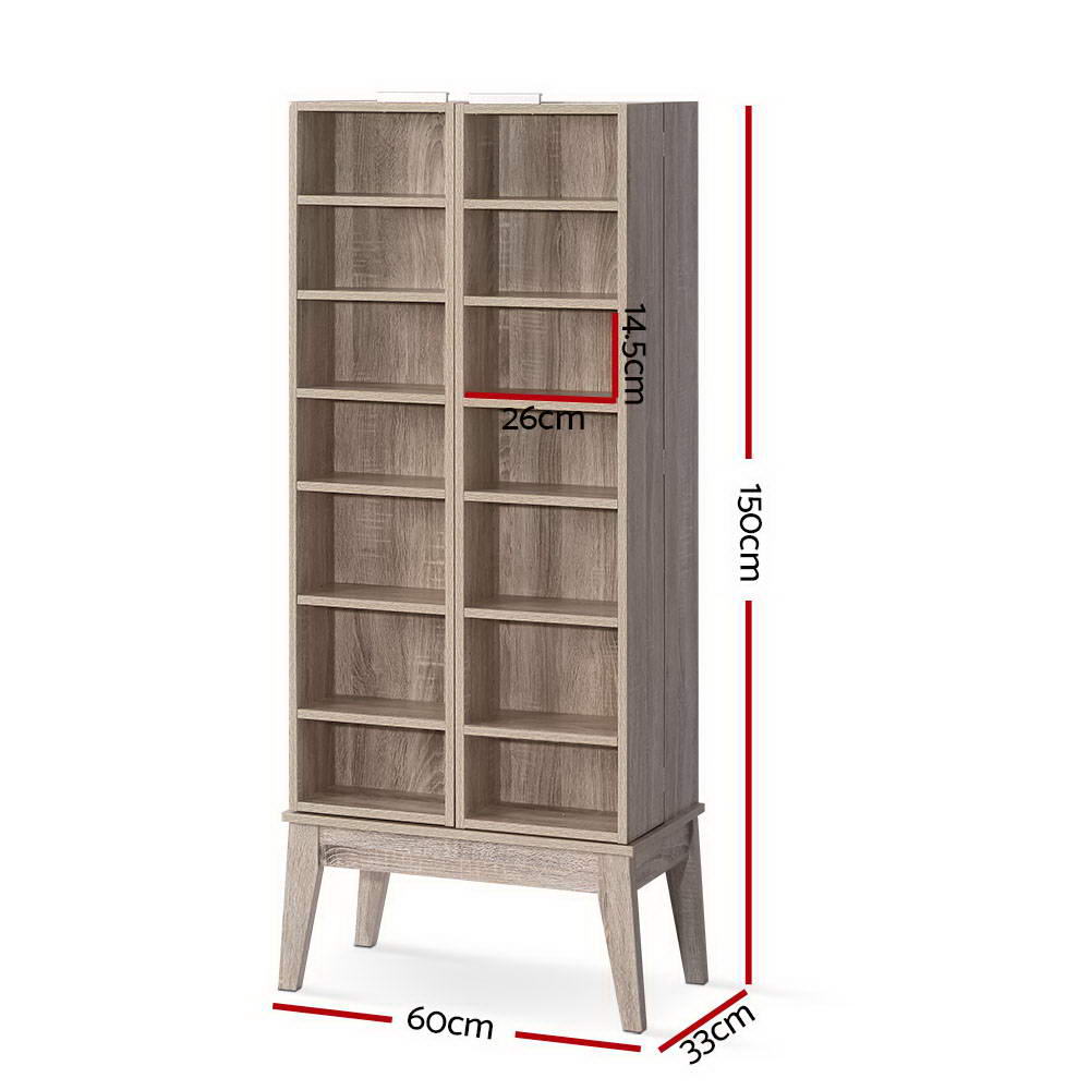 Artiss Bookshelf CD Storage Rack - BERG Oak-Furniture > Office-PEROZ Accessories