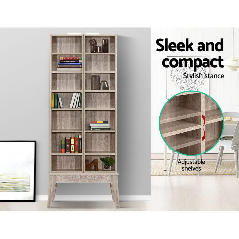 Artiss Bookshelf CD Storage Rack - BERG Oak-Furniture > Office-PEROZ Accessories