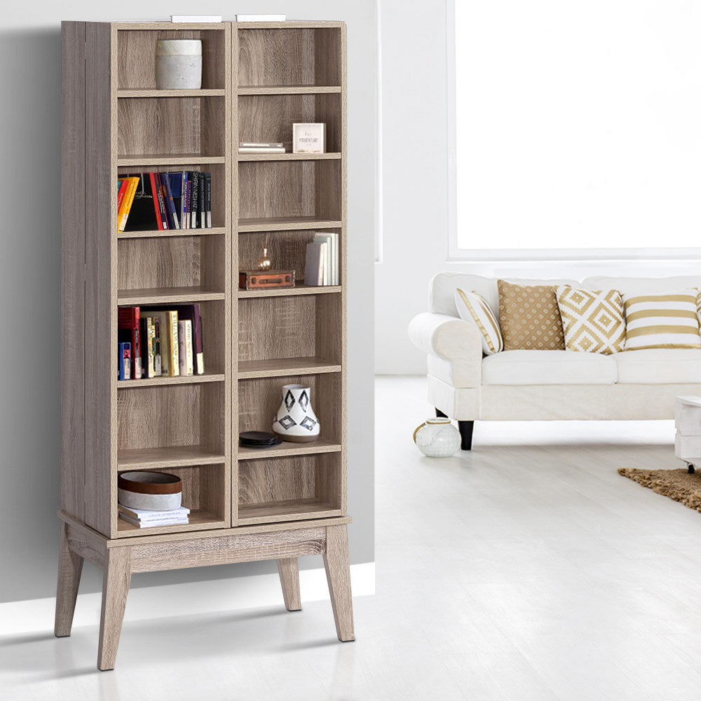 Artiss Bookshelf CD Storage Rack - BERG Oak-Furniture > Office-PEROZ Accessories