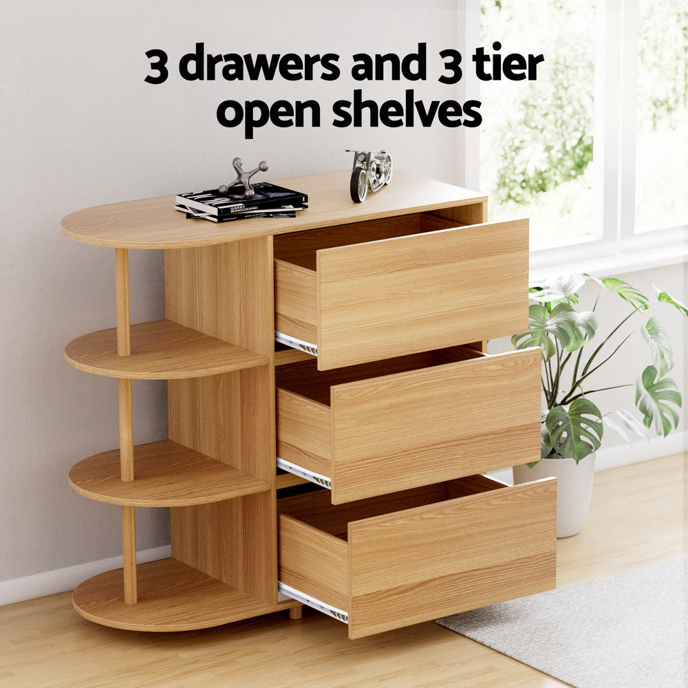 Artiss Chest of 3 Drawers Storage Cabinet 3 Shelves Pine-Furniture > Bedroom > Dressers-PEROZ Accessories