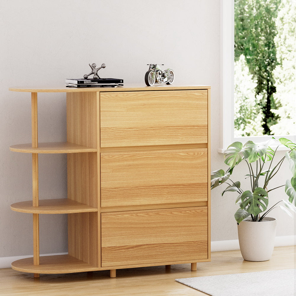 Artiss Chest of 3 Drawers Storage Cabinet 3 Shelves Pine-Furniture > Bedroom > Dressers-PEROZ Accessories