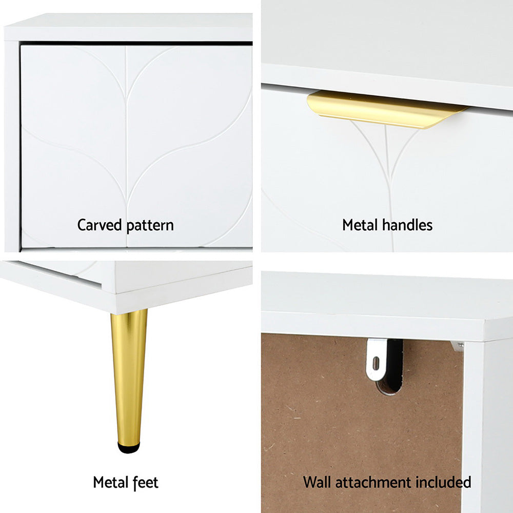 Artiss 3 Chest of Drawers Lowboy Cabinet White-Furniture > Bedroom > Dressers-PEROZ Accessories