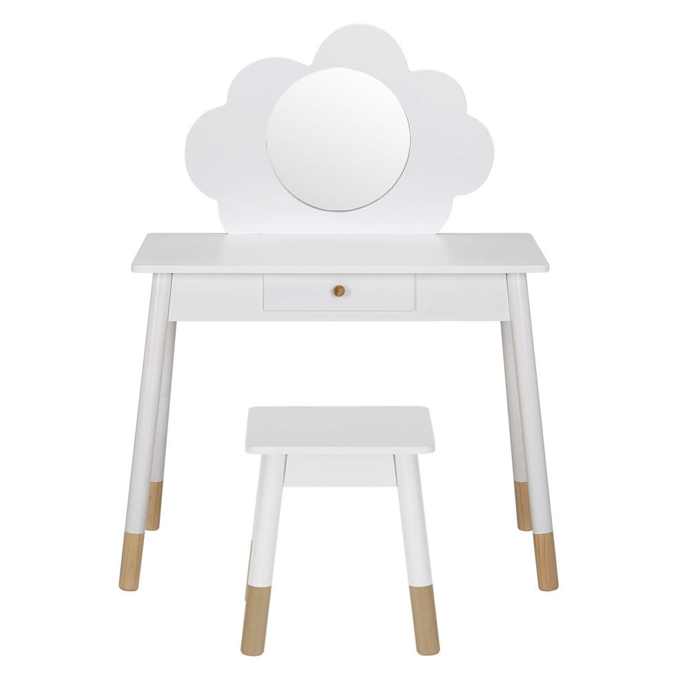 Keezi Kids Dressing Table Chair Set Vanity Makeup Wooden Leg Mirror Drawer-Furniture > Bedroom-PEROZ Accessories