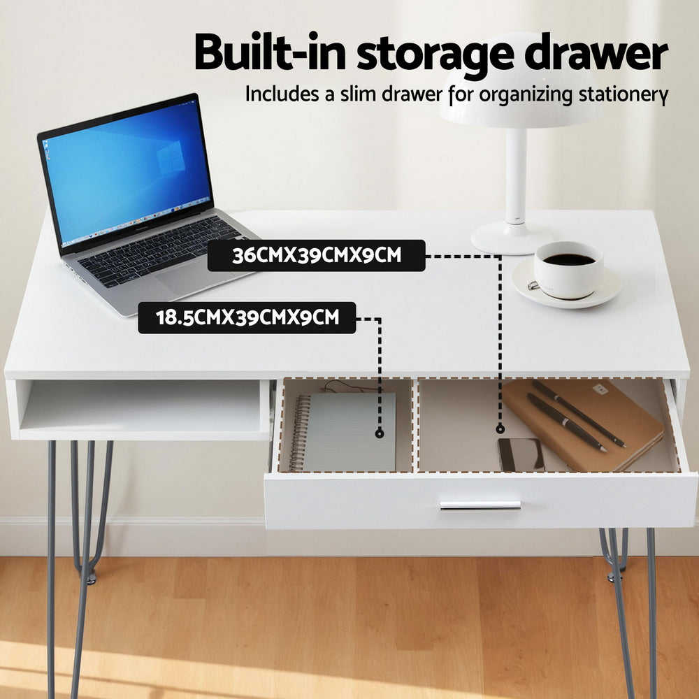 Artiss Computer Desk Drawer Cabinet Home Office Desks Workstation 100cm White-Furniture > Office > Desks-PEROZ Accessories