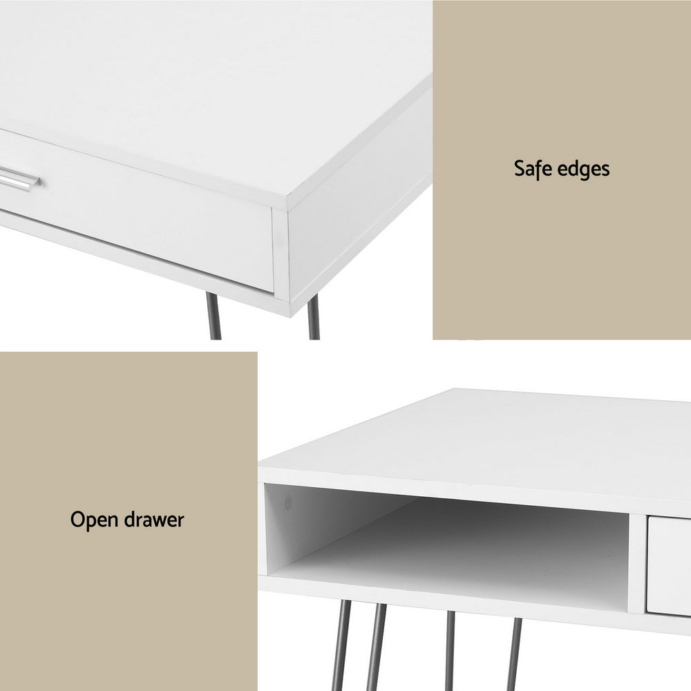 Artiss Computer Desk Drawer Cabinet Home Office Desks Workstation 100cm White-Furniture > Office > Desks-PEROZ Accessories
