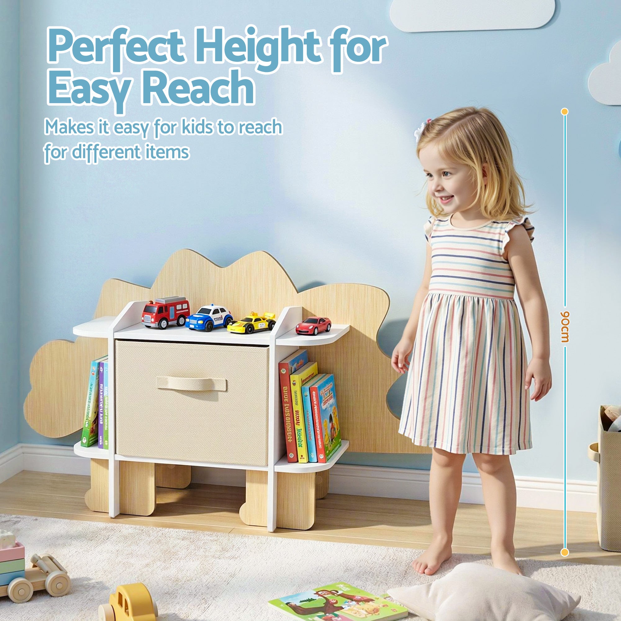 Keezi Dinosaur Kids Bookshelf 2-Tier Children&