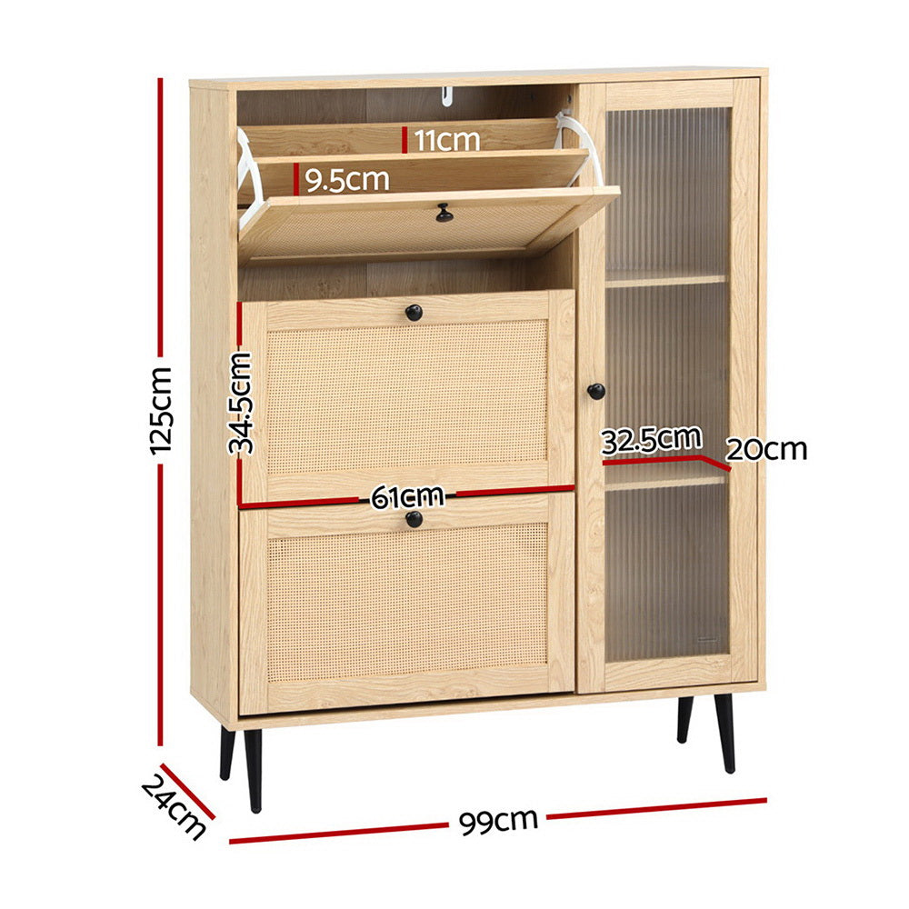 Artiss Shoe Rack Cabinet 3 Flip-out Drawers Pine-Furniture > Living Room > Shoe Storage-PEROZ Accessories
