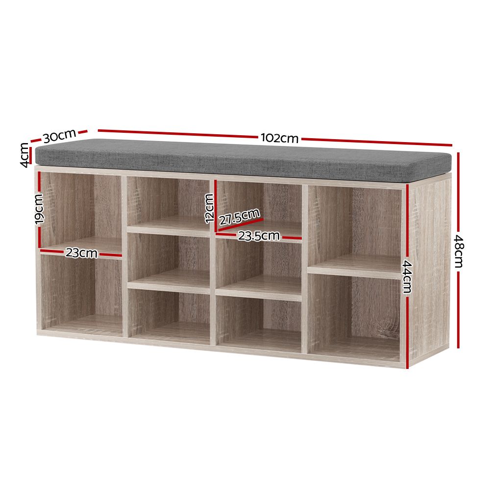 Artiss Shoe Bench x2 Set Fabric Seat Pine Hallway Bedroom-Furniture > Living Room > Shoe Storage-PEROZ Accessories
