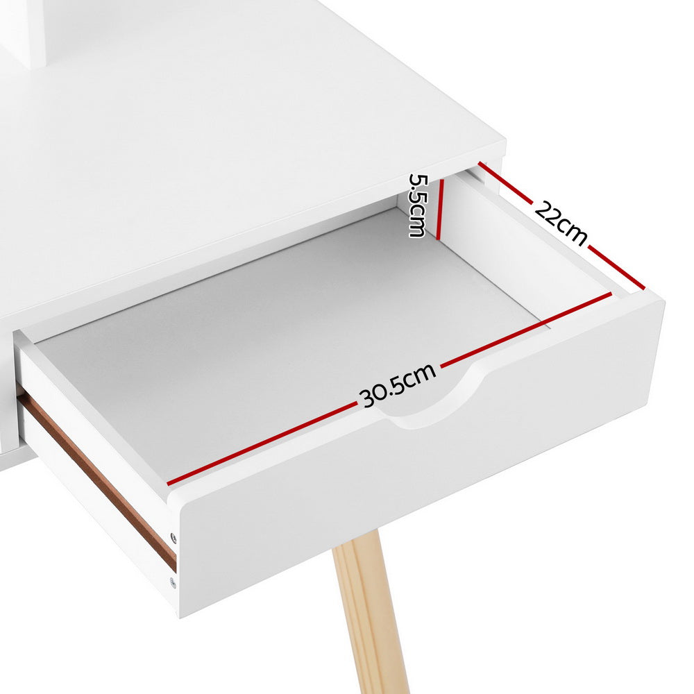 Keezi Kids Dressing Table Vanity Makeup Chair Set with Mirror Drawers Wooden Legs-Baby & Kids > Kid&