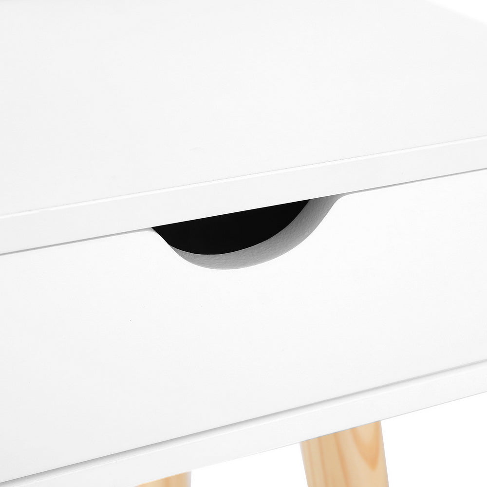 Keezi Kids Dressing Table Vanity Makeup Chair Set with Mirror Drawers Wooden Legs-Baby & Kids > Kid&