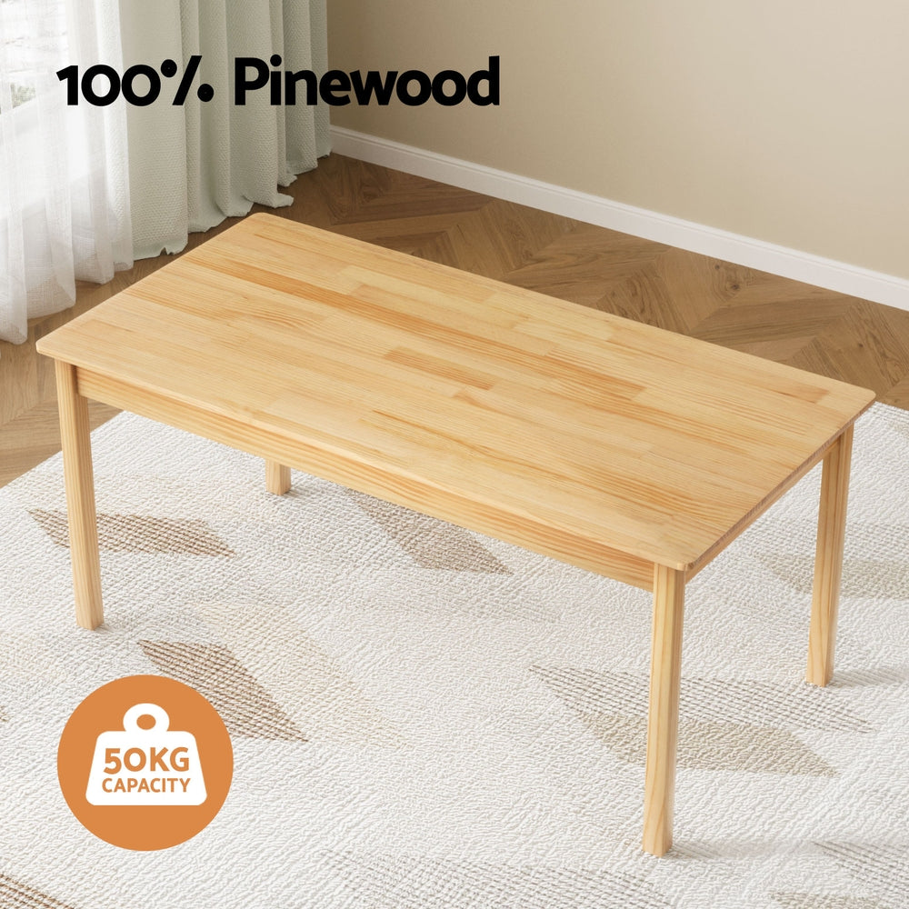 1 Keezi Kids Table and 2 Chairs Set Pinewood-Baby & Kids > Kid&