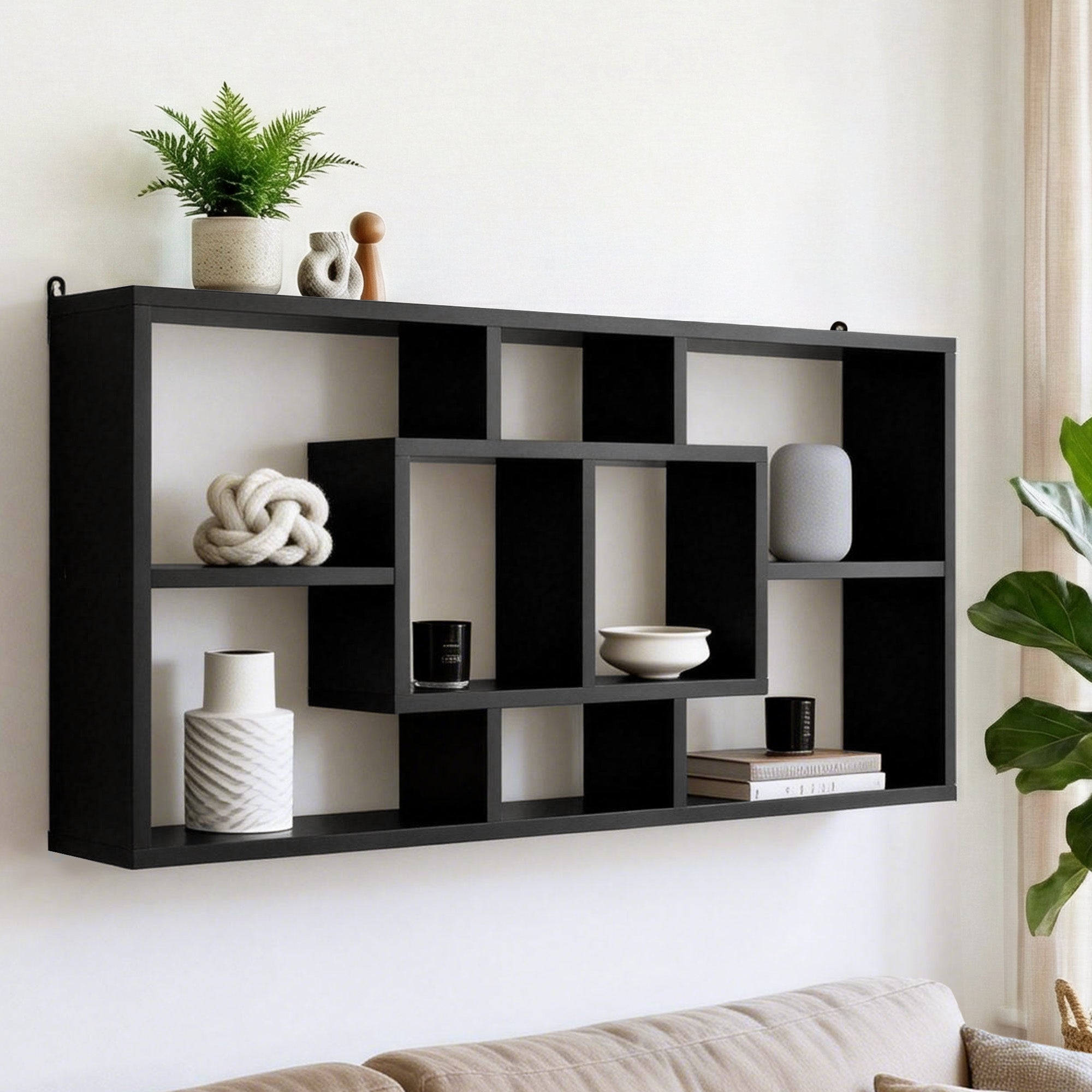 Artiss Floating Wall Shelves Bookshelf Black-Furniture > Living Room > Bookcases & Shelves-PEROZ Accessories