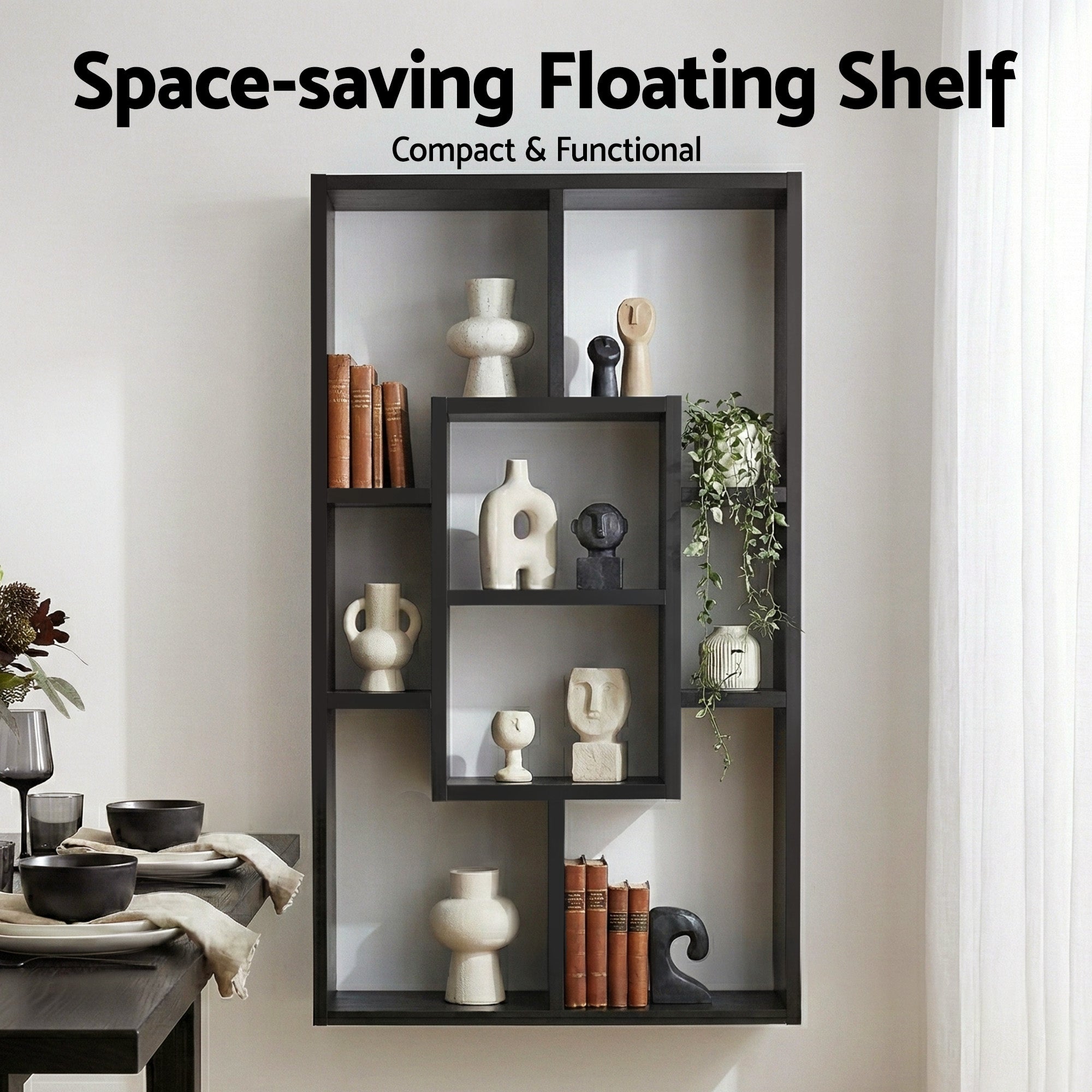 Artiss Floating Wall Shelves Bookshelf Black-Furniture > Living Room > Bookcases & Shelves-PEROZ Accessories