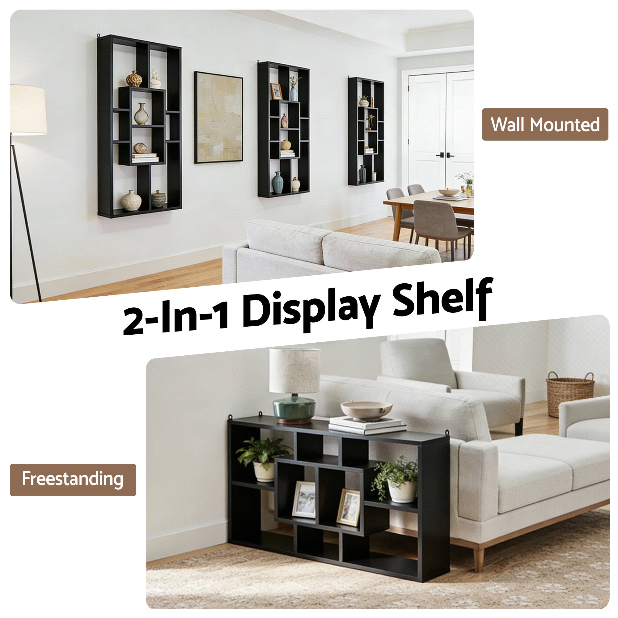 Artiss Floating Wall Shelves Bookshelf Black-Furniture > Living Room > Bookcases & Shelves-PEROZ Accessories
